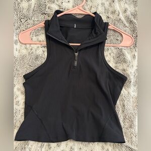 Lululemon ribbed zip front cropped tank top